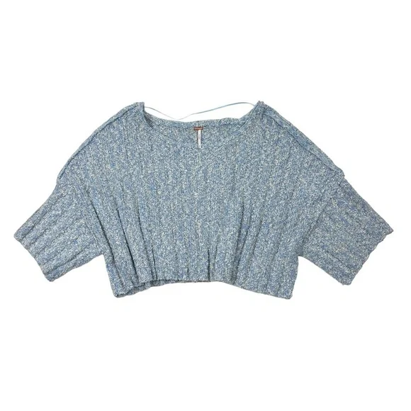 Free People Blue Boxy Oversized Knit Good Day Pullover Sweater - Picture 2 of 6